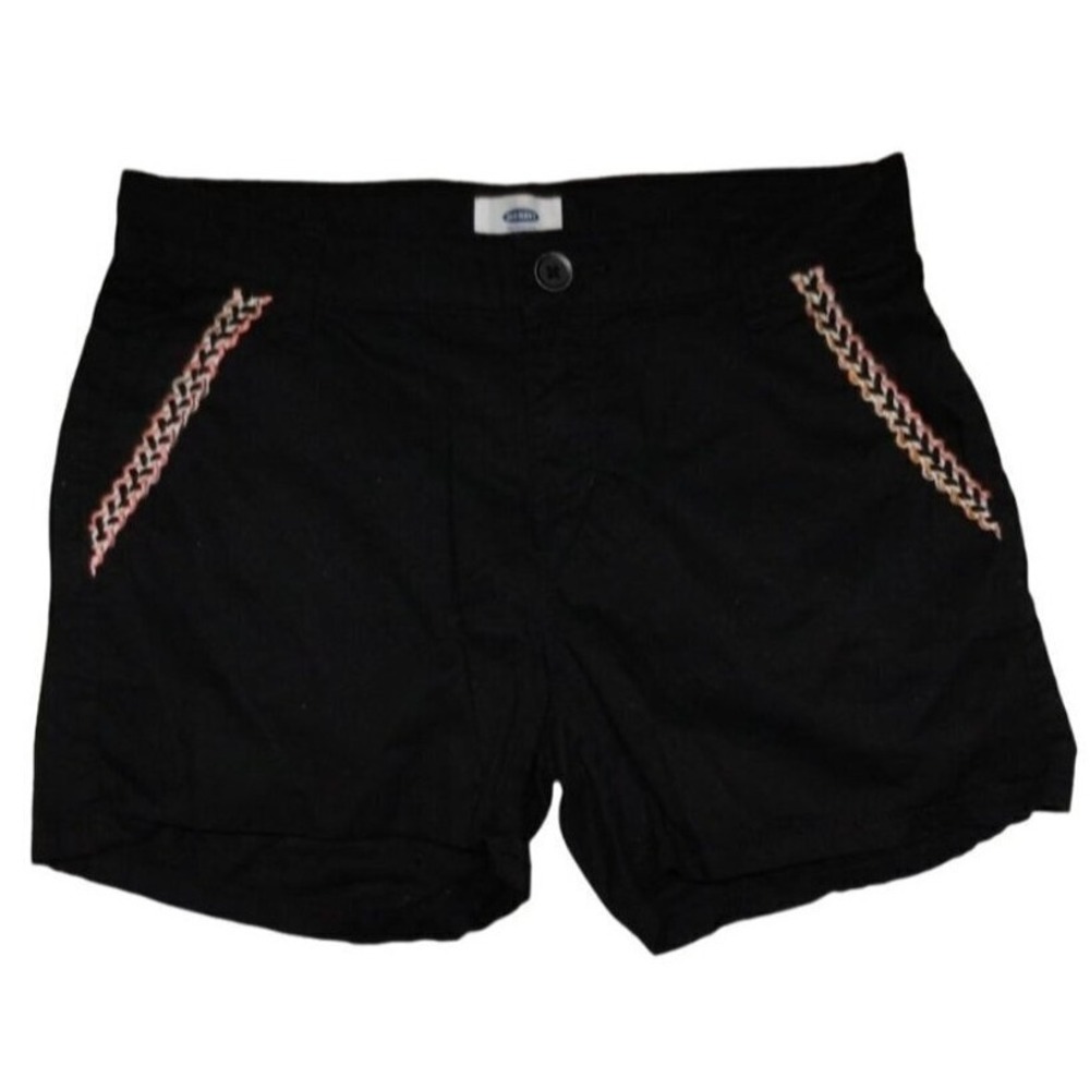 Old Navy Girls Black Shorts Casual Embroidered Pockets‎ Cotton Size 14